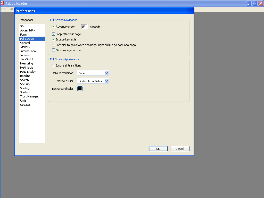 8.8 Inställningar för Fullskärmsläge Dokument kan bläddras automatiskt i fullskärmsläge genom inställning för <Full Screen/Helskärm>.