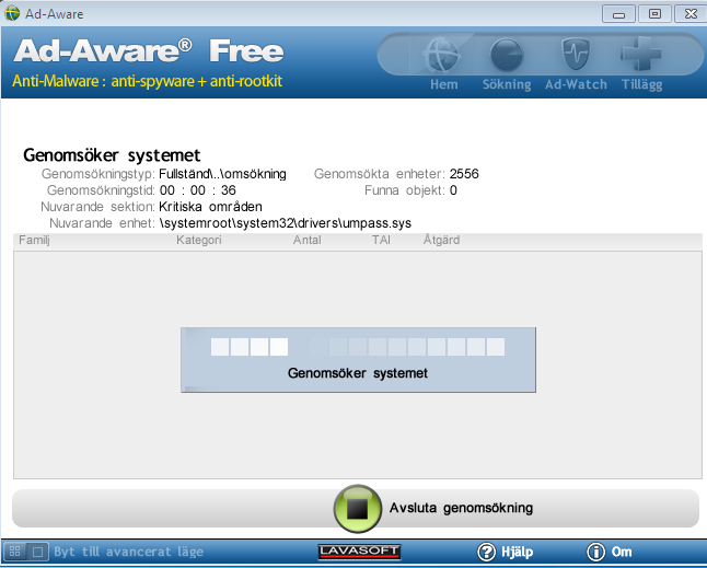Sidan 4 av 8 Övn 2 Ad-Aware Free Anti-Malware När väl programmet har laddats ned från Internet, och installerats, används det så här: Dubbelklicka på skrivbordets ikon Ad-Aware