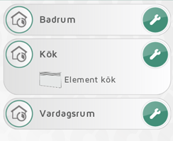 Skärmen HEM i Nobø Energy Control appen är indelad i två vyer: STATUS och ZONER. Svep med fingret åt sidan för att navigera mellan vyerna.