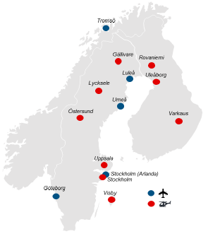 Scandinavian Air Ambulance Startade sin första helikopterbas i Stockholm 2001 som Lufttransport Svenska AB, med tidigare erfarenhet från sitt systerbolag i Norge som grundades 1955 Verksamt i Sverige