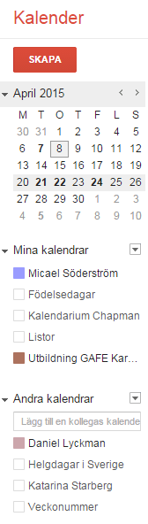 Lathund Google Kalender (i webbläsare) För att komma till Google Kalender skriver du www.calendar.google.com i webbläsaren. För att logga in skriver du förnamn.efternamn@zonline.