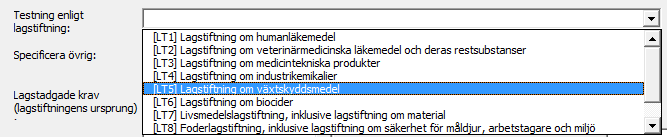 Om du väljer " övriga ", måste du i fältet "Specificera övrig" ange vilket annat ändamål du avser.