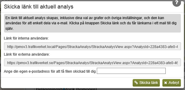 Du väljer själv att avaktivera det du inte vill ha med i exporten genom att kicka på knapparna. Ange e-postadress filen ska skickas till.