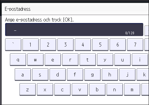 Grundinstruktioner för hur du skickar skannade filer via e-post 11. Ange e-postadressen. 12. Tryck på [OK]. 13. Välj [Mottagare för e-post/internetfax] eller [Endast mottagare för Internetfax].