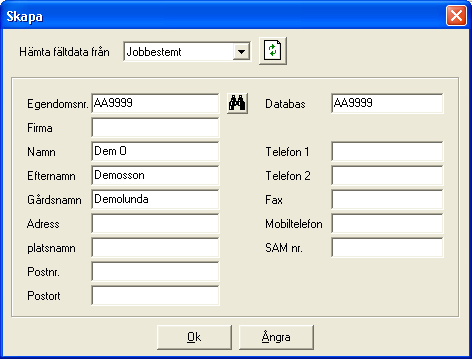 Skapa en kunds databas Allmänt För varje kund skapas en databas. I denna samlas alla typer av kartor för alla år, för just denna kund. På detta vis är kundens alla kartor samlade på ett ställe.
