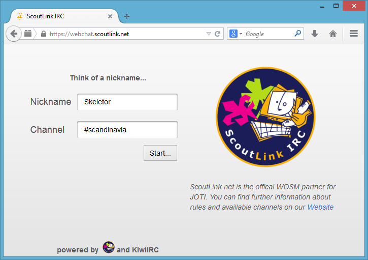 Instruktioner för Webchat 1. Öppna din internetbrowser, och gå till webchat.scoutlink.net 2.