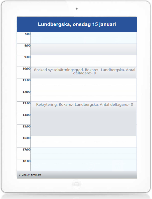 Rumsinfo (Visning på skärm, ipad) Det finns möjlighet att med en länk visa bokningar på en skärm