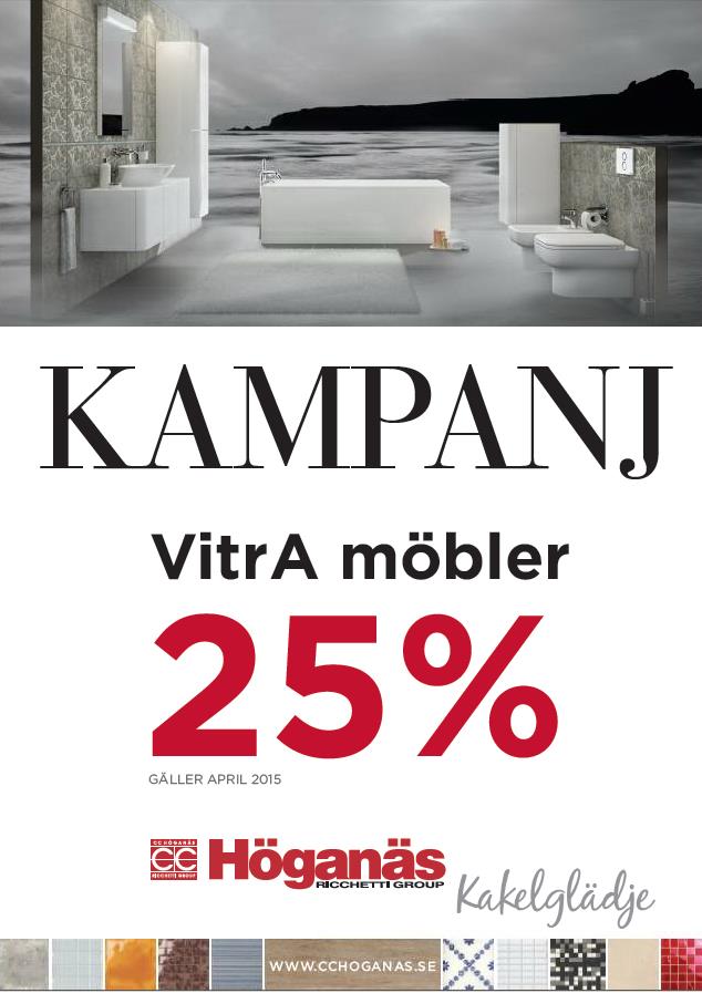 MARS Kampanj på VitrA badrumsmöbler! Konsument får 25% rabatt på all badrumsinredning från VitrA.