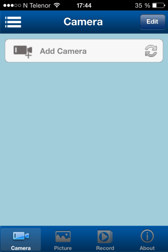 1 För att ladda ner iphone app till kameran gå till appstore på iphonen och sök e-view7, och tryck på