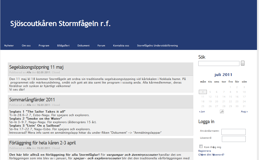 Sjöscoutkåren Stormfågeln Stormfågelns hemsidor känns mycket sterila