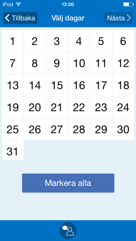 Veckovis Månadsvis Årsvis Man markerar önskad dag och trycker på Nästa. För Veckovis kan man välja flera dagar, t ex varje tisdag och torsdag.