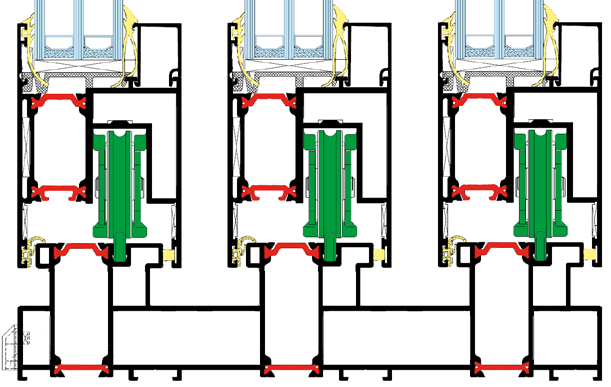 Produktbeskrivning Tillval Ett system för montering i husfasaden. Köldbryggebrutna aluminiumprofiler, runtomliggande karm i ett stycke.