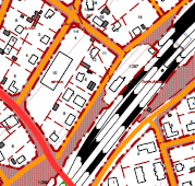 Marken direkt söder om stationsentrén (gräsytan i bild samt ytan till höger om bilden) ägs inte av kommunen vilket kan vara ett problem vid anläggande av parkering.