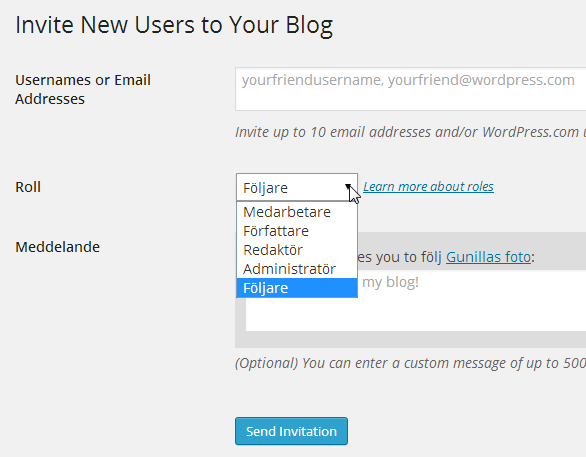 6. La gga till anva ndare Logga in i din blogg och gå till Adminpanelen Klicka på Användare >>> Alla användare.