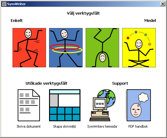 Communicate: SymWriter SymWriter är ett ordbehandlings- och skrivstödsprogram som kan användas antingen för att skriva från tangentbord, eller för att skriva med hela ord och/eller symboler vilket