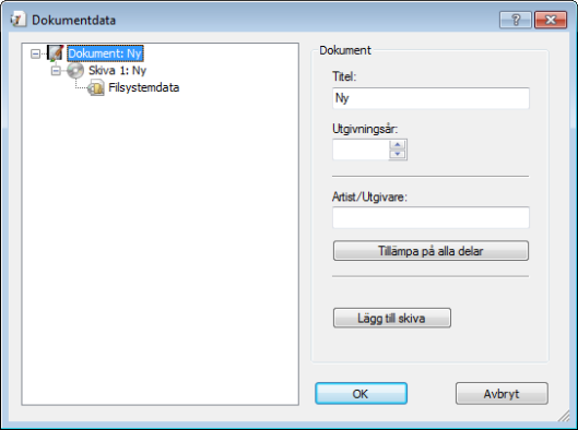 Fönstret Dokumentdata 7 Fönstret Dokumentdata Du kan visa och/eller ange dokumentdata i fönstret Dokumentdata.