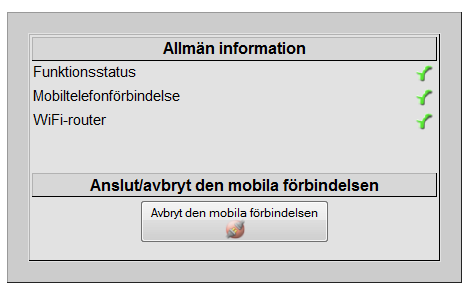 18. Kontrollera på välkomstsidan att alla statusindikatorer är gröna. VAD OLIKA STATUSINDIKATORER BETYDER När WIFI-boxen startas, blinkar statusindikatorerna snabbt under nollställningen. 19.