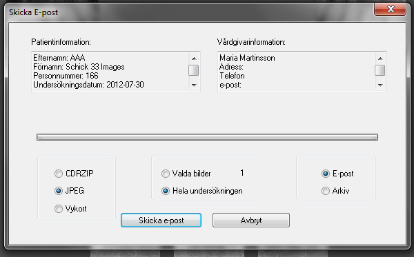 STEG 3 Välj JPEG när dialogrutan Skicka meddelande öppnas. Välj E-post. Klicka på Skicka e-post STEG 4 Ditt e-postprogram öppnas med JPEG-filen (filerna) bifogad(e).