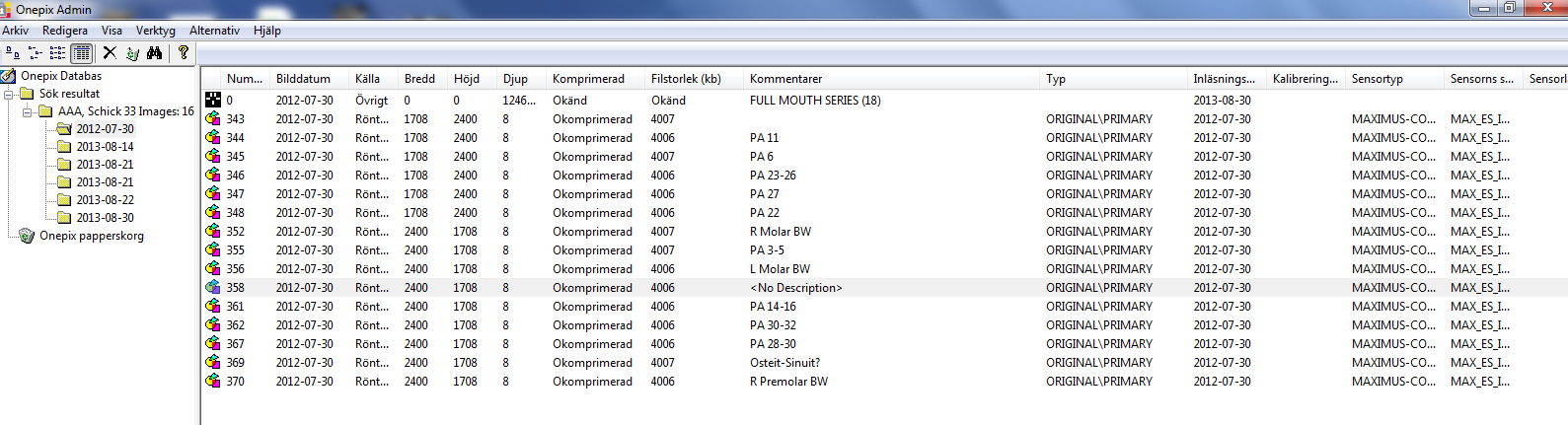 8 Datahanteringsverktyget (Onepix Admin) 8.
