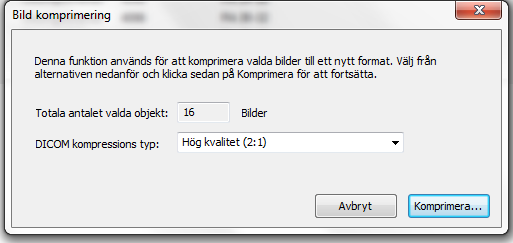 8.2.4 DICOM-komprimering Minskar lagringsutrymmet för röntgenbilder, med eller utan förlust vid komprimering.