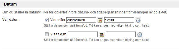 Markera den typ av återkopplig som student ska få efter slutförande av test.