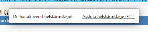 3 Helskärmsläge För att aktivera eller avaktivera helskärmsläge trycker du på tangenten F11 lokaliserad på tangentbordets övre del.