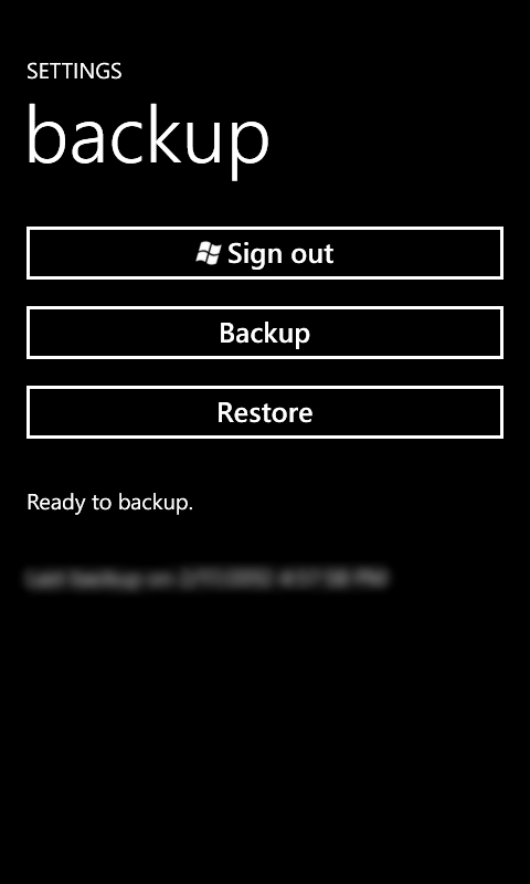 Fixa backup i Windows Phone Klicka på Settings och rulla ned till Backup. Välj vad du vill säkerhetskopiera, exempelvis appar, meddelanden och bilder.