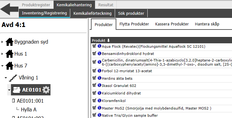 Rumsspecifik funktioner Om du trycker på ett rum i vänstervyn (1), presenters nu de rumsspecifik funktionern (2). Hnter skåp Denn funktion är till för tt hnter de förvringsytor som du hr i ett rum, t.