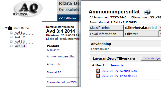 Kemiklieförteckningr i o-inloggt läge För tt gör olik vdelningrs kemiklieförteckningr tillgänglig även för personer som inte hr inloggningsuppgifter, kn din KLARA-dministrtör välj tt gör viss v dess