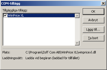 2.3. Avinstallation För att WinPrice XL skall avinstalleras korrekt måste du först inaktivera det i Excel och sedan ta bort det genom att följa nedanstående steg. 1.