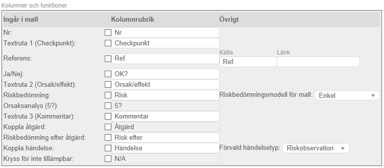 Sida 7 av 11 3. ADMINISTRATION 3.1. Olika riskbedömningsmodeller för olika riskhanteringsmallar Det är nu möjligt att använda den enkla riskbedömningsmodellen för vissa mallar och den avancerade för andra mallar.