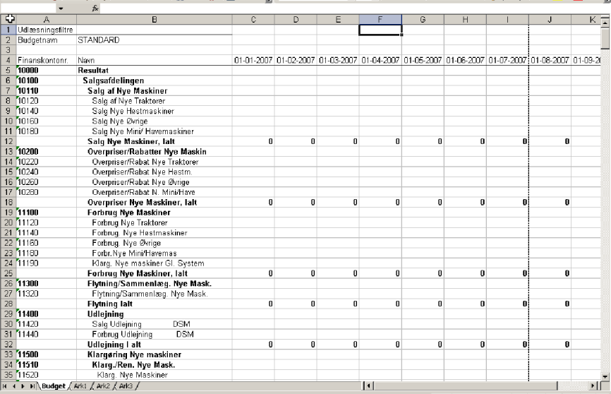 Exportera till Microsoft Excel Vid budgetering i Navision är det möjligt att använda Microsoft Excel för att bearbeta budgeten.