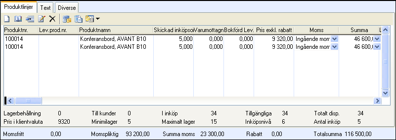 INKÖP Tips! När en inköporder har beställts kan du med hjälp av en Inköpsguide skapa en Order som är baserad på inköpet.