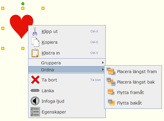 Inspelningsfunktion och redigera objekt Högerklick på objekt Inspelning Högerklicka på inspelningsknappen för att välja om du vill spela in video med ljud, bara video eller bara ljud.