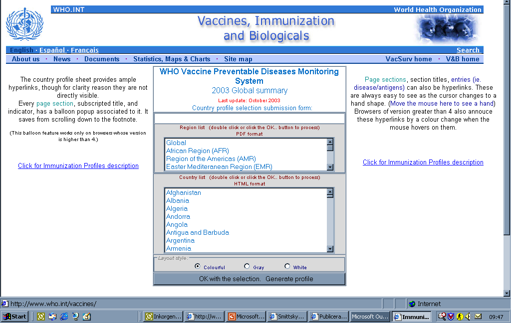 Världens länder - Vaccinationsschema http://www-nt.who.