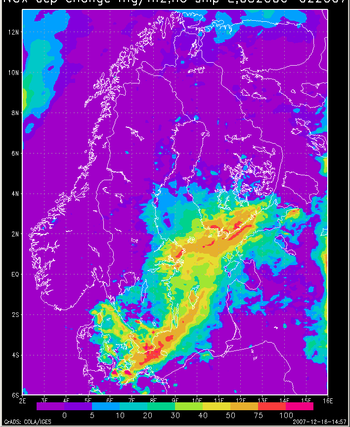 Annual NOx deposition caused