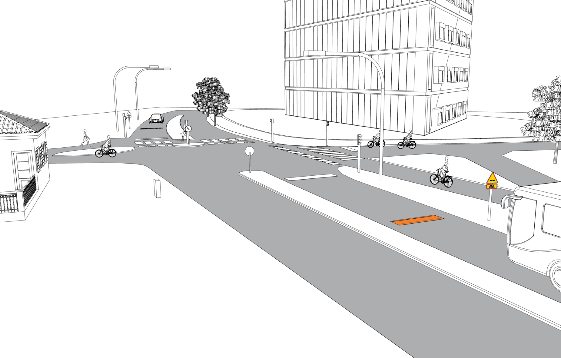 LINKÖPINGS KOMMUN Skiss över Rydsvägen i Linköping. Ellinor Mörk, Trafikingenjör på Linköpings och platsen är så kallat 30-säkrad.
