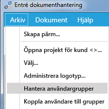 Säkerhetshantering Med säkerhetshantering menas att det går att sätta rättigheter i Dokumenthanteringen som bestämmer vad en viss användare får se och ändra på ett objekt.