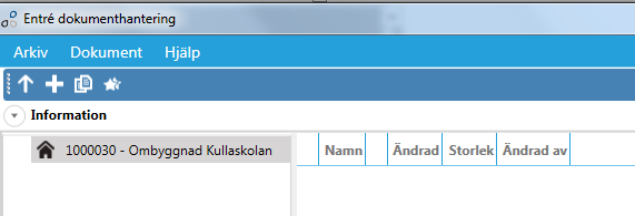 Starta Dokumenthantering Dokumenthanteringen startas med knappen Dokument i respektive rutiner där Dokumenthantering kan användas (kunder, order, personer etc.).