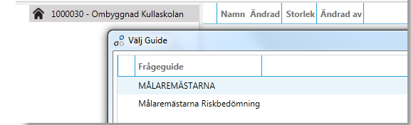 Lägga till dokument via frågeguide Klicka på knappen nedan eller välj Dokument Lägg till dokument via frågeguide.