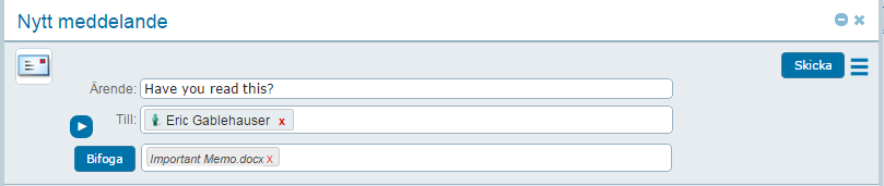 Bifoga bilagor med e-post Som i andra e-postsystem så kan du bifoga filer som bilagor till dina mejl, t.ex. Worddokument eller bildfiler.