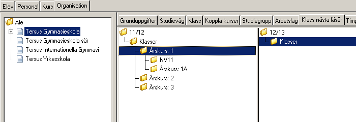 Flytta elever till nästa läsår Beroende på hur organisationen på skolan ser ut, finns det olika sätt att flytta upp eleverna till nästkommande läsår.