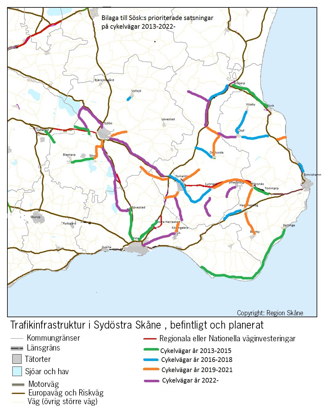 Cykelväg Gång- och cykelväg mellan Vitemölla och Haväng planeras att byggas tidigast 2017. Vägutredning pågår.