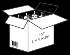 Artikelhierarki, exempel 2 En låda innehåller 6 st limflaskor (GTIN 1).