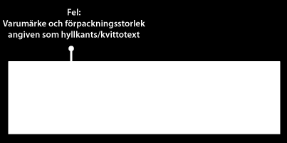 Om varumärke och/eller förpackningsstorlek är angiven i hyllkants/kvittotext kommer dessa benämningar att upprepas på hyllkantsetiketten.