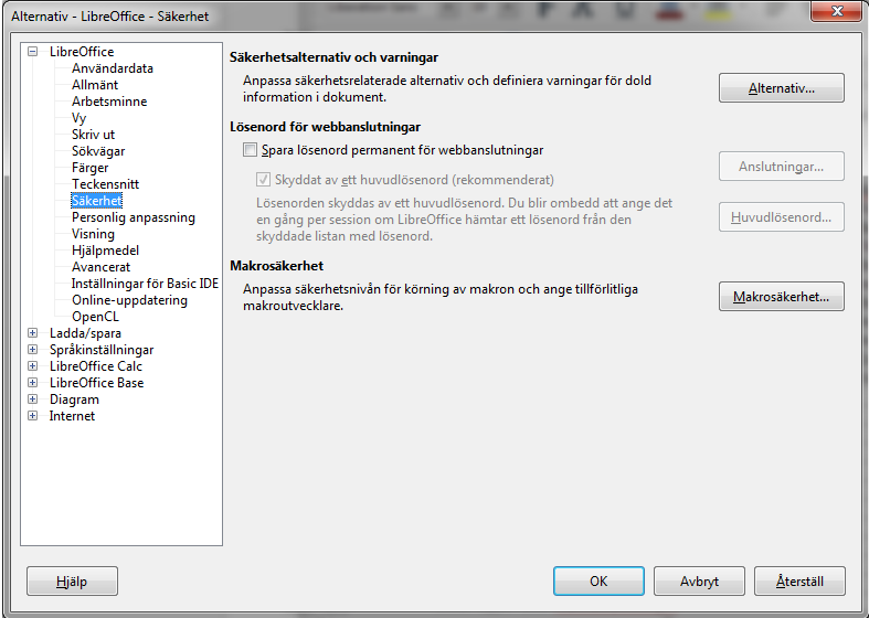 RIK-filer till Disgen 8.2 9 Starta LibreOffice Calc-programmet och hämta ods-filen RIK2DG Öppna LibreOffice Calc och öppna filen RIK2DG.ods. Kolla makrosäkerheten När du öppnar RIK2DG.