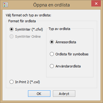 Titta i en ordlista Wordlist Manager är en bra hjälp för att få en överblick över bredden i Widgit symbolbas.
