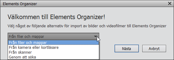 1 Arbetsytan Visas dialogrutan med välkomstmeddelandet som i bilden här till höger så klickar du på knappen Avbryt.