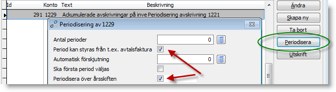 I nästa bild ange: Samma konto i Från konto och Till konto Ta bort markering för Ta med baskonto Ange samma konto i Fördelningskonto debet Spara med OK.