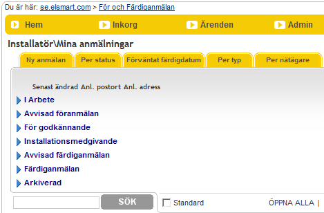 Välj nätägare och klicka Gå till arkiv Klicka på de